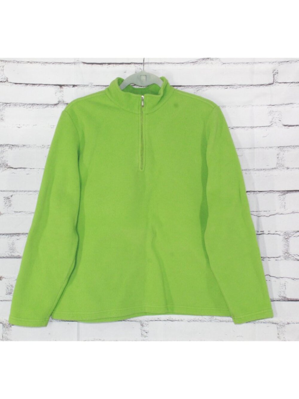 LL Bean Quarter Zip Polartec Fleece Jersey Sweater Lime Green Size XL